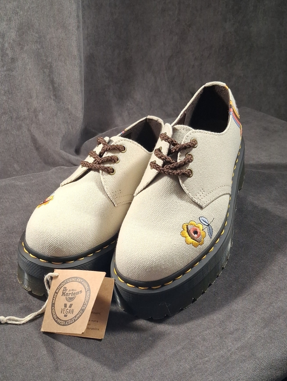 Dr. Martens Vegan 1461 Quad Retro Oxfords "Retro Ray Canvas" NWT US 8 OOS